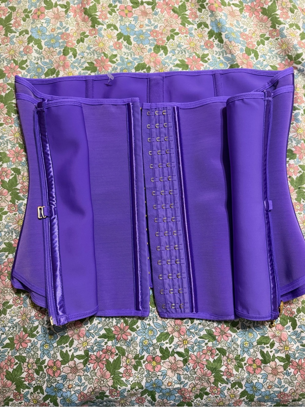 Sculpting Purple Waist Trainer Corset with Gold Hardware - Picture 3 of 4